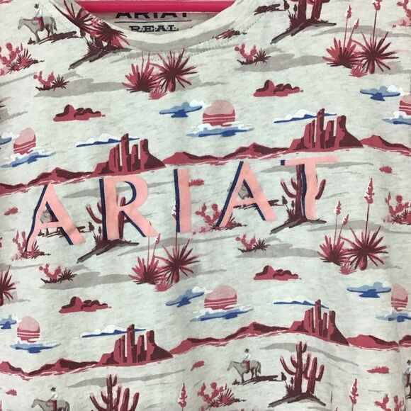 ARIAT REAL Yuma Landscape Print Girls Short Sleeve T-Shirt S (8) - Picture 3 of 7